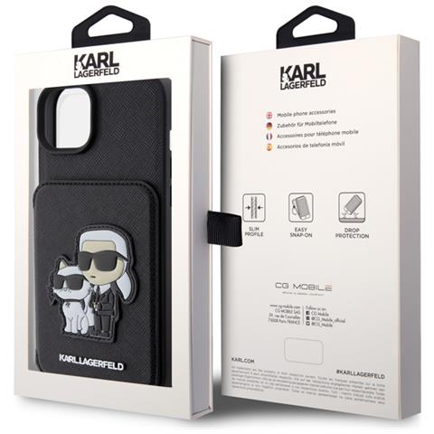 Cover Per Iphone 15 Plus Saffiano Con Portacarte, Nero - Foto 3
