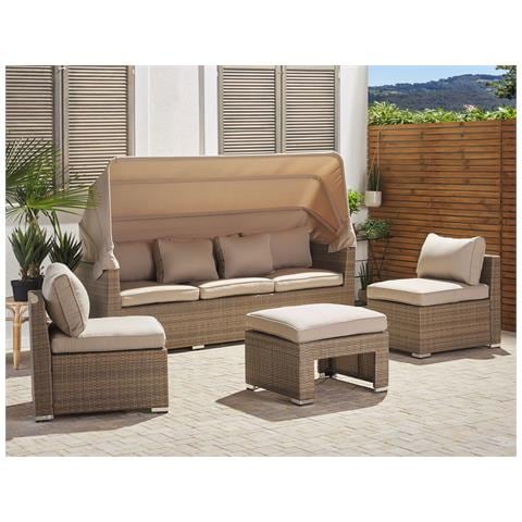 Divano Coperto Modulare 5 Posti Rattan Beige Coccolia - Foto 1