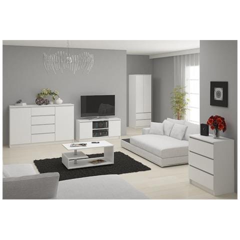Cassettiera K160, 2 ante e 4 cassetti, 160x40x99 cm, Colore Bianco - Foto 8