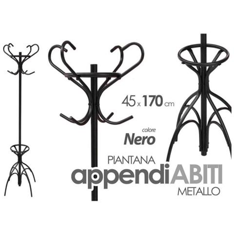Trade Shop - Attaccapanni Appendiabiti Piantana In Metallo Ganci Moderno Nero 45x170cm 756658 - Foto 1