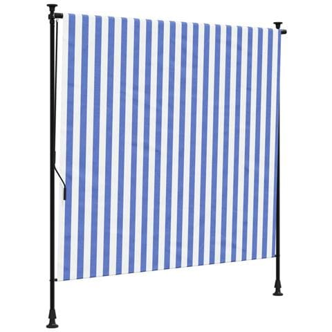 Tenda A Rullo Esterno Blu E Bianca 200x270cm Tessuto E Acciaio - Foto 1