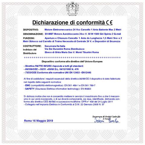 Motore Elettromeccanico 24 Vcc Cancello Battente Anta 2 Metri Corsa Carrello 300 Mm Con Sblocco A Chiave Ricambio Auto - Foto 2