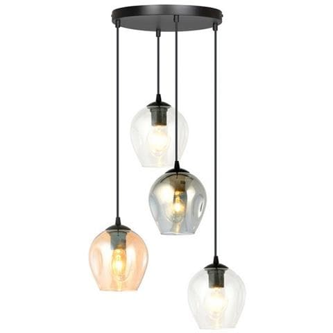 Lampada A Sospensione Istar - Nero, Grigio, Ambra - Acciaio Verniciato A Polvere, Vetro - 40x100x40 Cm - Foto 1