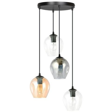 Lampada A Sospensione Istar - Nero, Grigio, Ambra - Acciaio Verniciato A Polvere, Vetro - 40x100x40 Cm - Foto 2