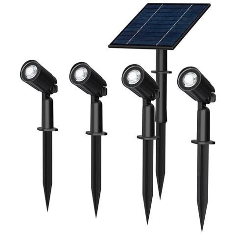 4 Faretti Led Luce Calda Faretto Con Pannello Solare Picchetto Da Giardino Ip65 - Foto 1