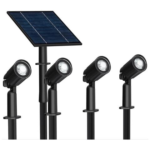 4 Faretti Led Luce Calda Faretto Con Pannello Solare Picchetto Da Giardino Ip65 - Foto 2