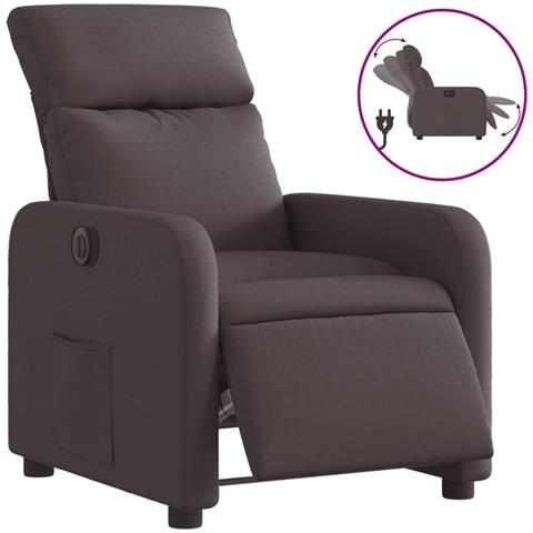 Poltrona Elettrica Reclinabile Marrone Scuro In Tessuto - Foto 2