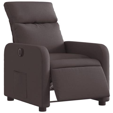 Poltrona Elettrica Reclinabile Marrone Scuro In Tessuto - Foto 3