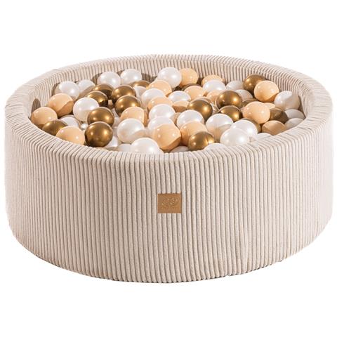 Piscina Di Palline Rotonda Per Bambini Con 200 Palline, 90x30cm, Aesthetic, Beige - Foto 1