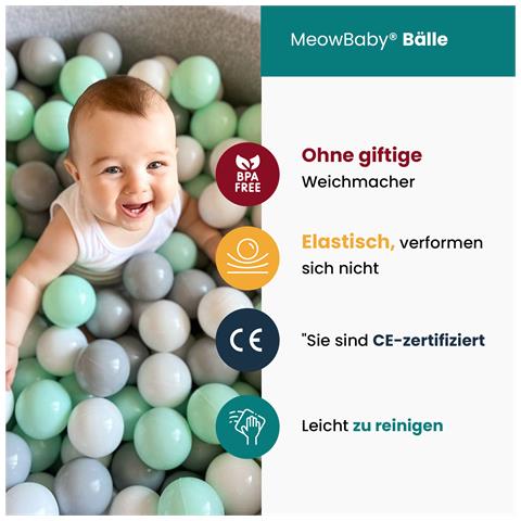 Piscina Di Palline Rotonda Per Bambini Con 200 Palline, 90x30cm, Aesthetic, Beige - Foto 3