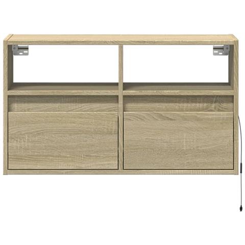 Mobile TV a Parete con Luci LED Rovere Sonoma 80x31x45 cm - Foto 2