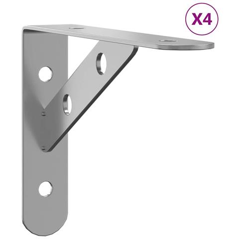 Staffe Per Mensola 4 Pz 15x2,5x11,5 Cm In Acciaio Inox Argento - Foto 2