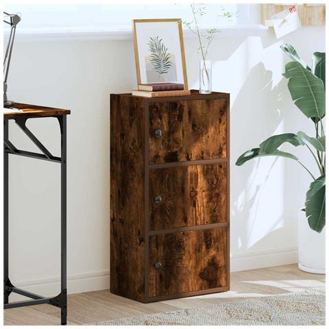 Libreria Rovere Fumo 40x24x77 Cm In Legno Multistrato - Foto 3