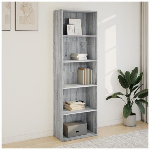 Libreria Grigio Sonoma 60x30x189 Cm In Legno Multistrato - Foto 3