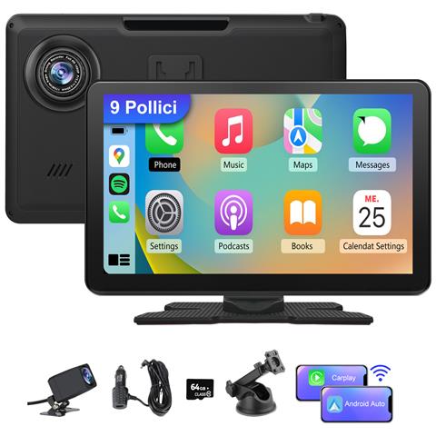 Carplay Auto, 9 Pollici Wireless Carplay Android Auto Con Telecamera Per La Retromarcia 1080p E Scheda Micro Sd Da 64 Gb - Foto 1