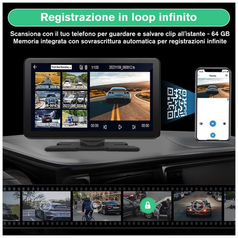 Carplay Auto, 9 Pollici Wireless Carplay Android Auto Con Telecamera Per La Retromarcia 1080p E Scheda Micro Sd Da 64 Gb - Foto 7