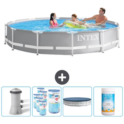 Piscina Fuori Terra - In Giro - 366x366x76 Cm - Grigio - Include Accessori Coordinati Cb87 - Foto 1