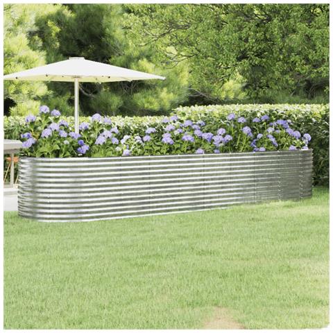 Letto Giardino Acciaio Verniciato Polvere 396x100x68cm Argento - Foto 6