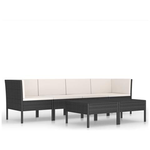 Set Divani Da Giardino 9 Pz Con Cuscini In Polyrattan Nero - Foto 1