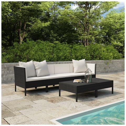 Set Divani Da Giardino 9 Pz Con Cuscini In Polyrattan Nero - Foto 8