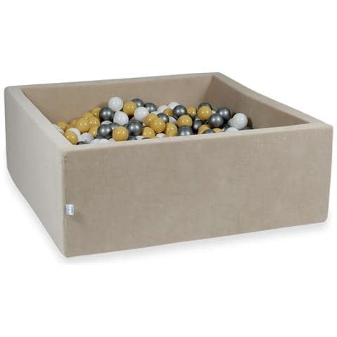 Ballenbak 110x110x40cm Fluweel Zacht Beige - Foto 1