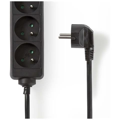 Prolunga 3 Vie 3680w 16a Pin Di Terra 3m Tipo E Francia, Nero - Foto 3