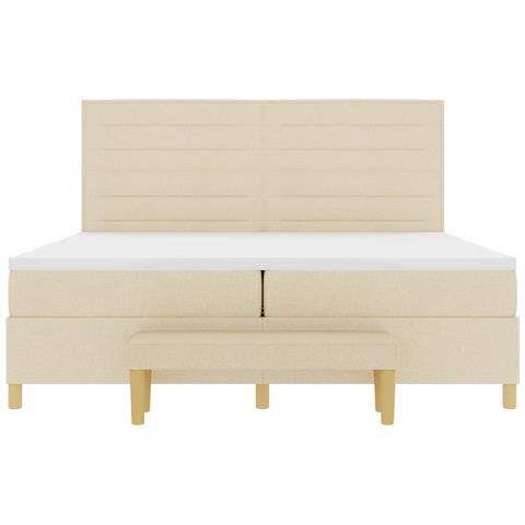 Letto a contenitore  con materasso e panca Panna 200x200 cm Tessuto - Foto 9