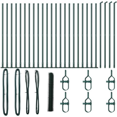 Recinzione esagonale verde 1,2x50 m in acciaio, Pali per recinzione con basi 13 pz Ø32mm 68,5cm in acciaio zincato - Foto 1