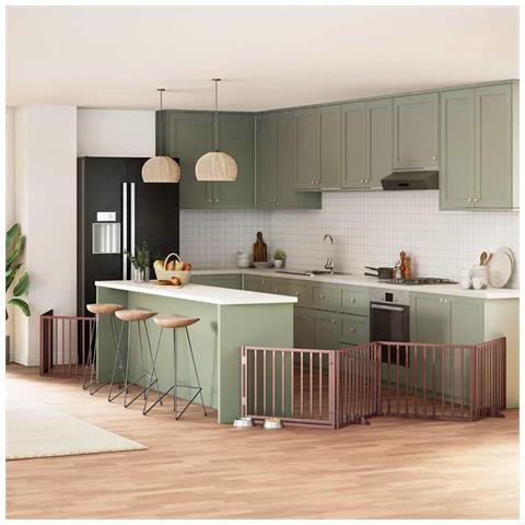 Cancello Cani Porta Pieghevole Marrone 12 Pannelli 960cm Pioppo - Foto 2