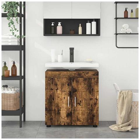 Mobile per lavabo da bagno TULUM Rovere fumo 60 x 34 x 63 cm - Foto 2
