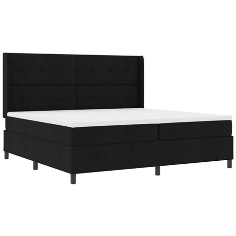 Letto a molle con materasso Nero 200 x 200 cm Tessuto - Foto 1