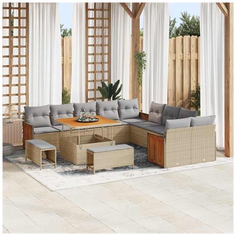 Set Divano da Giardino 13 pcs Beige e Grigio Chiaro - Foto 2