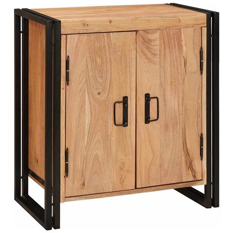 Armadio da Notte Marrone legno massello di acacia - Foto 2