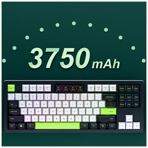 Tastiera Meccanica Ricaricabile A 87 Tasti Tri-mode (cablata/2.4g/bluetooth) Con Retroilluminazione Rgb E Interruttori Rosa Sostituibili A Caldo - Foto 2