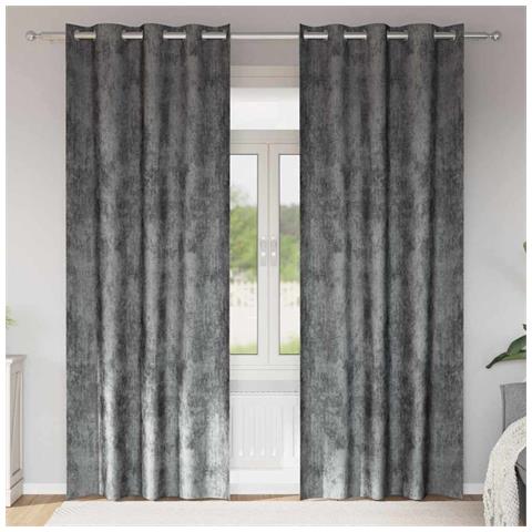 Tenda con tende 2 pcs Grigio 245 x 140 cm Velluto - Foto 2