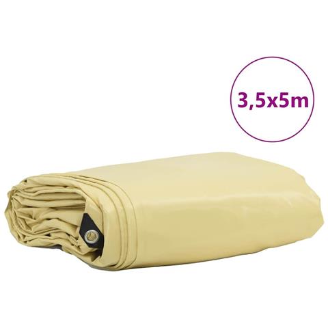 Telo 650g / m² Beige 3,5 x 5 m Tela con rivestimento in PVC - Foto 2