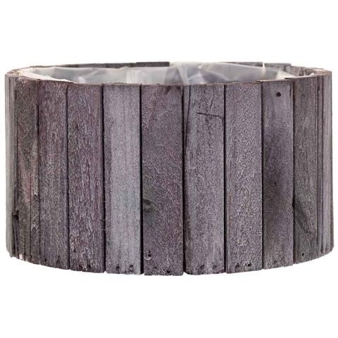 Set Di 2 Cestini Rotondi In Legno Grigio - Foto 2
