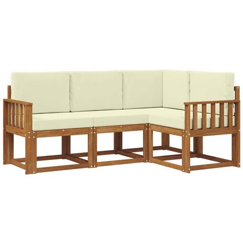 Set di divani da esterno con cuscino 4 pcs Naturale e Crema - Foto 1