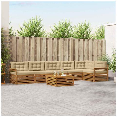 Set di divani da esterno con cuscino 7 pcs Naturale e Beige - Foto 2