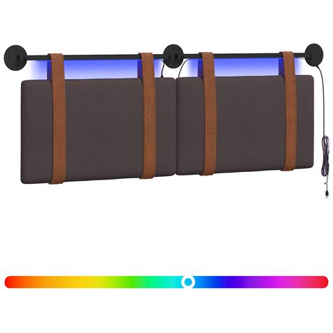 Testiera sospesa Con luce LED Marrone Scuro PU Antico - Foto 1