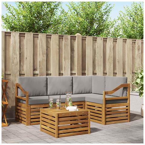 Set di divani da esterno 5 pcs Grigio Naturale e Chiaro - Foto 2