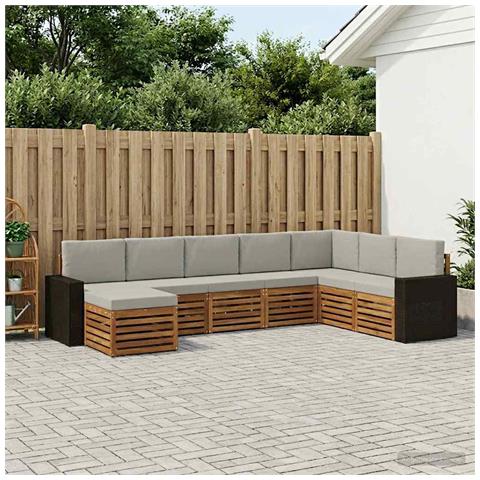 Set di divani da esterno 8 pcs Naturale e Grigio Chiaro - Foto 2