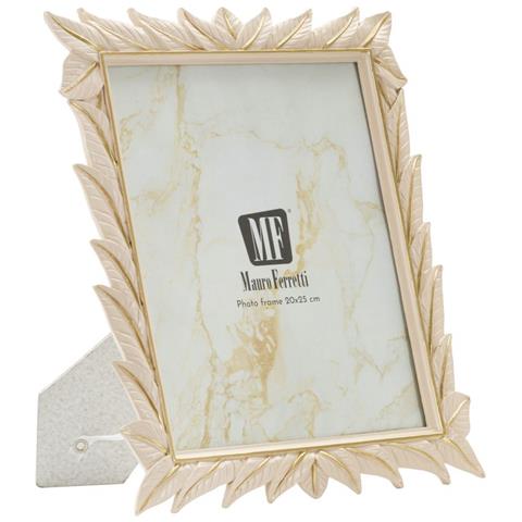 Cornice Portafoto Leaffy In Resina Crema Con Foglie 20x25 - Foto 1