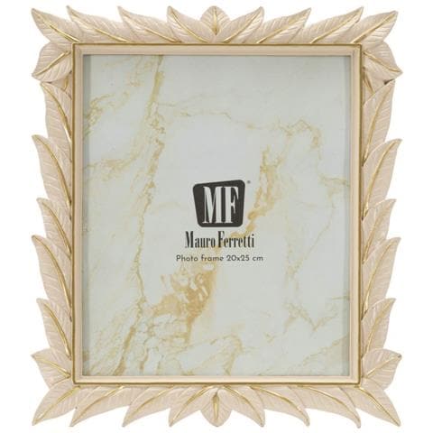 Cornice Portafoto Leaffy In Resina Crema Con Foglie 20x25 - Foto 2