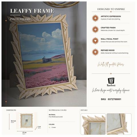 Cornice Portafoto Leaffy In Resina Crema Con Foglie 20x25 - Foto 7
