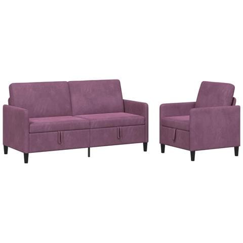 Set di Divani con Storage 2 pz Viola Poliestere - Foto 1