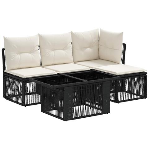 Set Divano da Giardino 5 pz Nero polyrattan - Foto 1