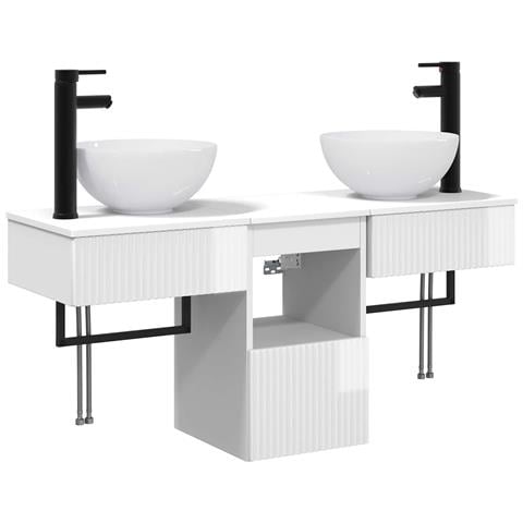 Set di mobili per il bagno 3 pz Bianco Lucido - Foto 1
