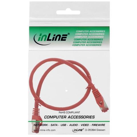 cavo patch per rete dati lan cat. 6, 2x rj45, doppia schermatura sftp (pimf) , halogenfree, colore rosso, 0,25m - Foto 2