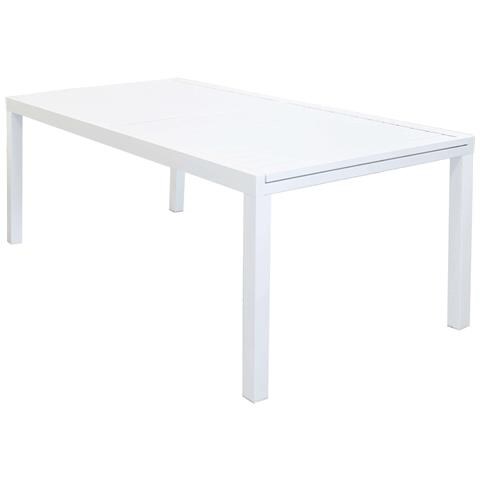 Set Tavolo Giardino Allungabile Rettangolare 200/300 X 100 Con 4 Sedie E 2 Poltrone In Alluminio Bianco Da Esterno - Foto 2
